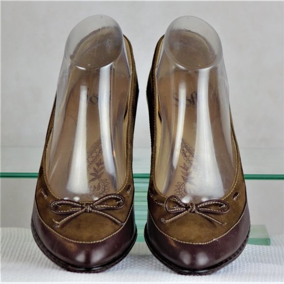 Söft 7M Two-tone Brown Suede Leather Pumps - Picture 1 of 16